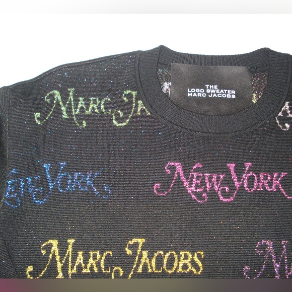 Marc Jacobs glitter logo crew neck merino wool sweater - Picture 3 of 8